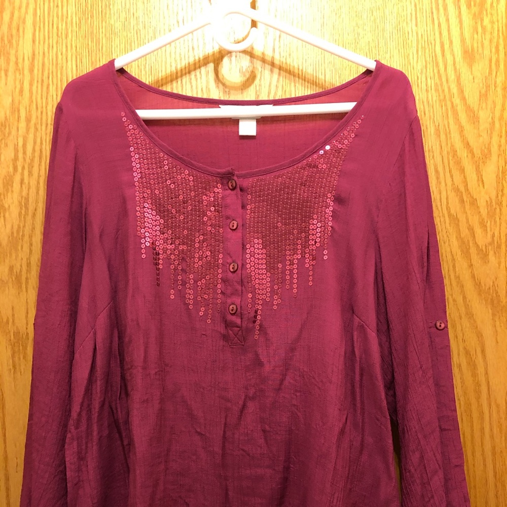 Rose colored sequined blouse